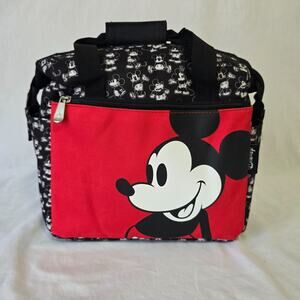 Disney Mickey Mouse Face On The Go Lunch Cooler Red Black White 10" x 6.5" x 9"